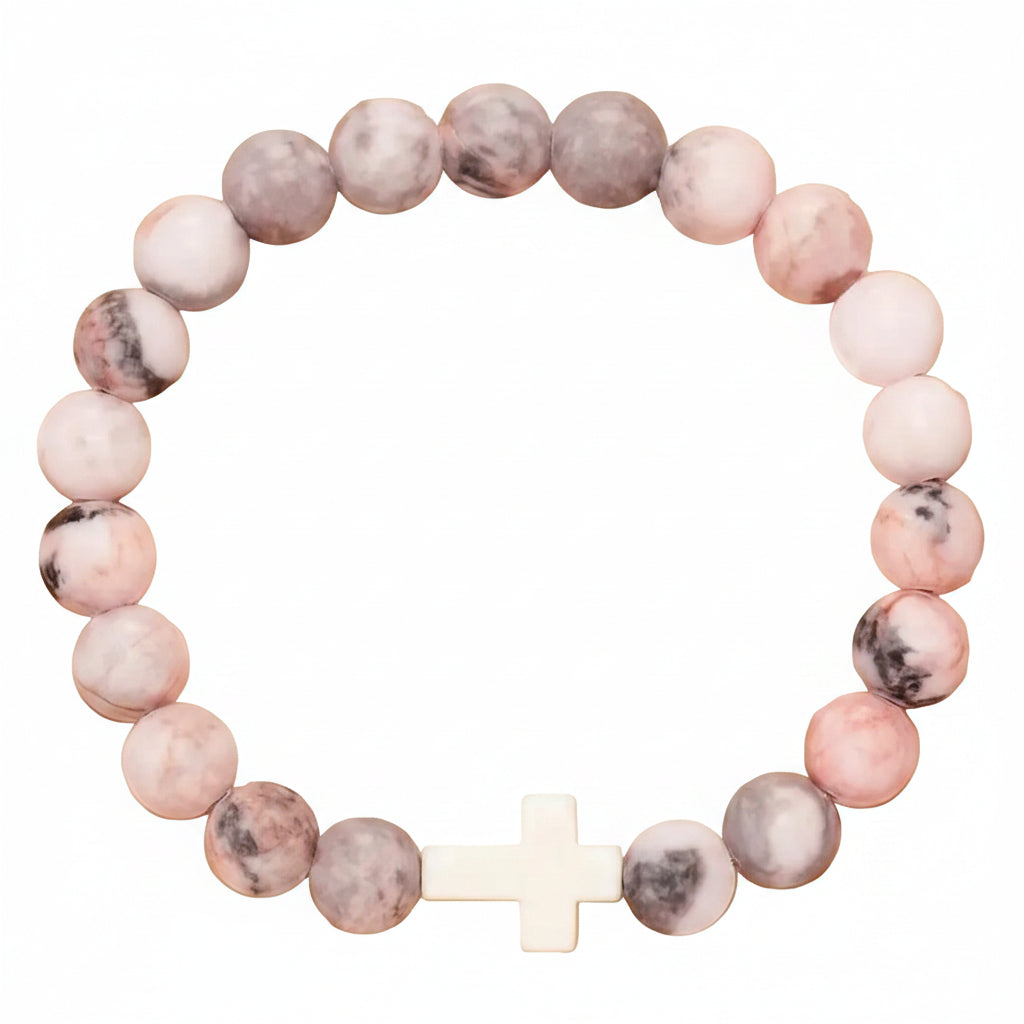 "Divine Cross" – Natural Stone Faith Bracelet