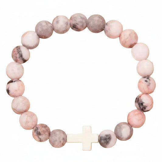 "Divine Cross" – Natural Stone Faith Bracelet