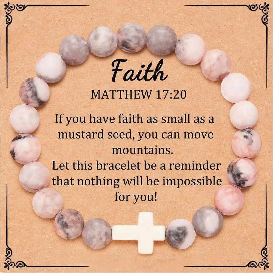 "Divine Cross" – Natural Stone Faith Bracelet