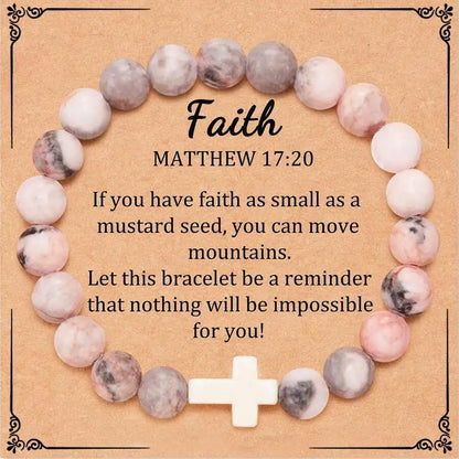 "Divine Cross" – Natural Stone Faith Bracelet