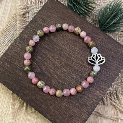 "Pink Rhodonite Rose Quartz" – Love & Healing Mystical Bracelet
