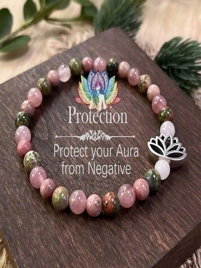 "Pink Rhodonite Rose Quartz" – Love & Healing Mystical Bracelet