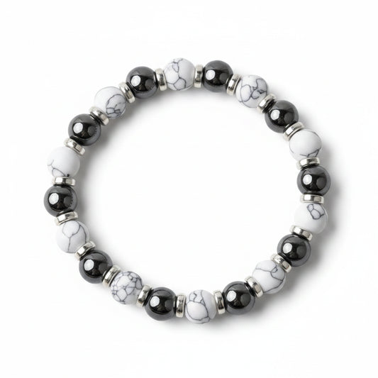 White Turquoise & Hematite Shield