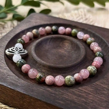 "Pink Rhodonite Rose Quartz" – Love & Healing Mystical Bracelet